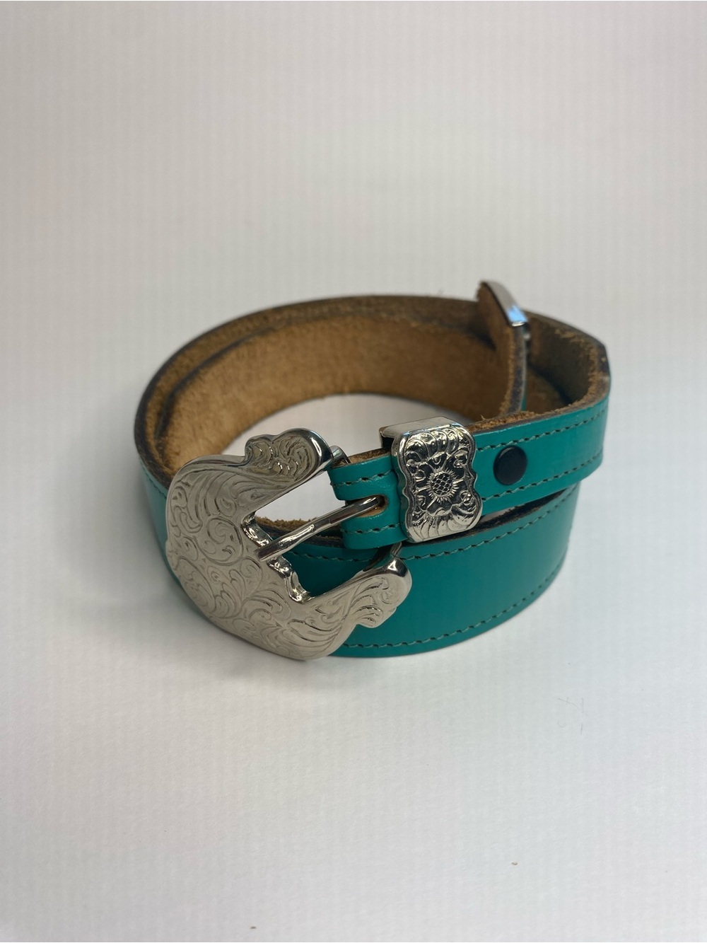Chambers Teal Leather Western belt Size S/M South west